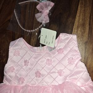 Elegant Pink Kids Formal Dress with Headband